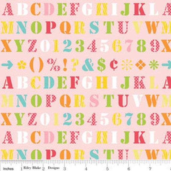 Clearance FABRIC SIMPLY SWEET Alphabet in Pink by Riley Blake