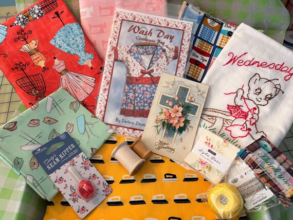 BOX LAUNDRY DAYS Laundry Ironing Mending Wash Day related fabric and more