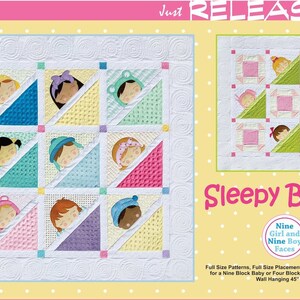 PATTERN SLEEPY BABY wall hanging quilt Full Sized Templates Boys and Girls    We combine shipping