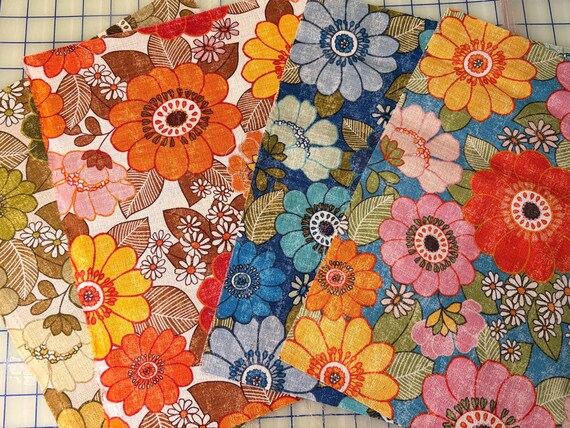 FABRIC JAPANESE Set of 4 Textured Cotton Retro Squares