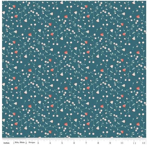 FABRIC FLORAL ON Blue/Green Serendipity 2 for Easter