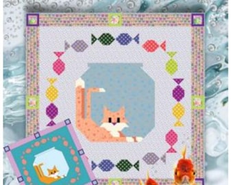 Couette chat et poisson PATTERN GONE FISHING