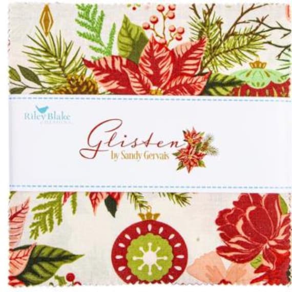 Glisten CHRISTMAS  5" CHARM Pack 42 Pieces by Riley Blake