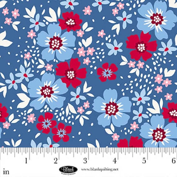 FABRIC FRONT PORCH Charm Cheater Patriotic Floral