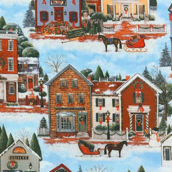 Clearance FABRIC CHRISTMAS in the VILLAGE    We combine shipping