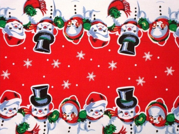FABRIC KITCHEN Toweling SNOWMAN Just Like Granny Made 1 Yard More in stock soon