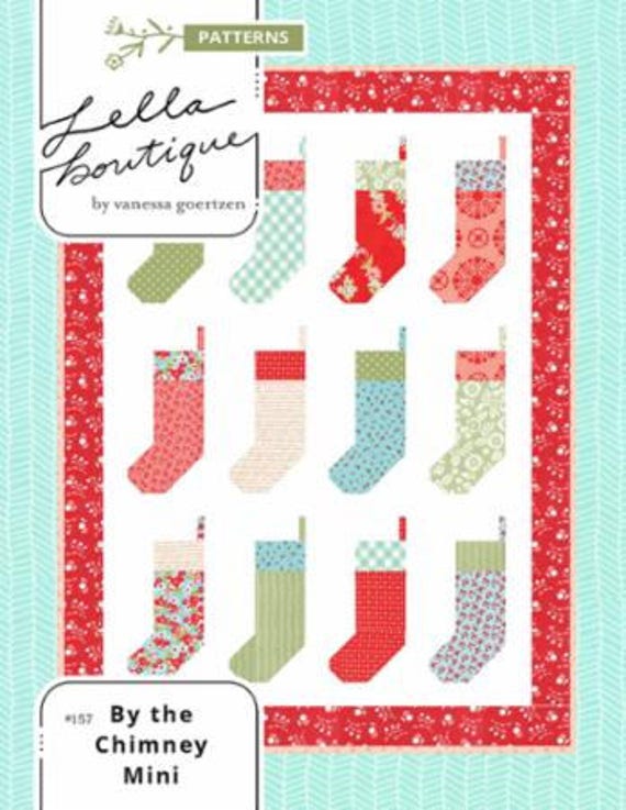 PATTERN By the Chimney Stockings CHRISTMAS Mini Quilt                We combine shipping