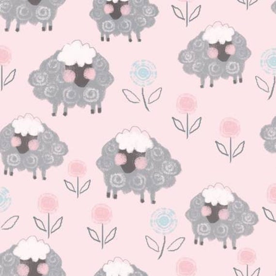Clearance FABRIC FLANNEL SHEEP in the Field by A E Nathan 1 Yard