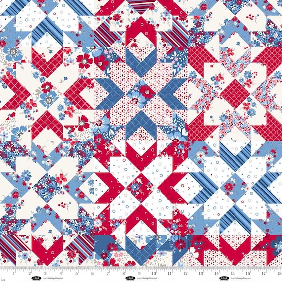 FABRIC FRONT PORCH Charm Cheater Patriotic Printed Patchwork