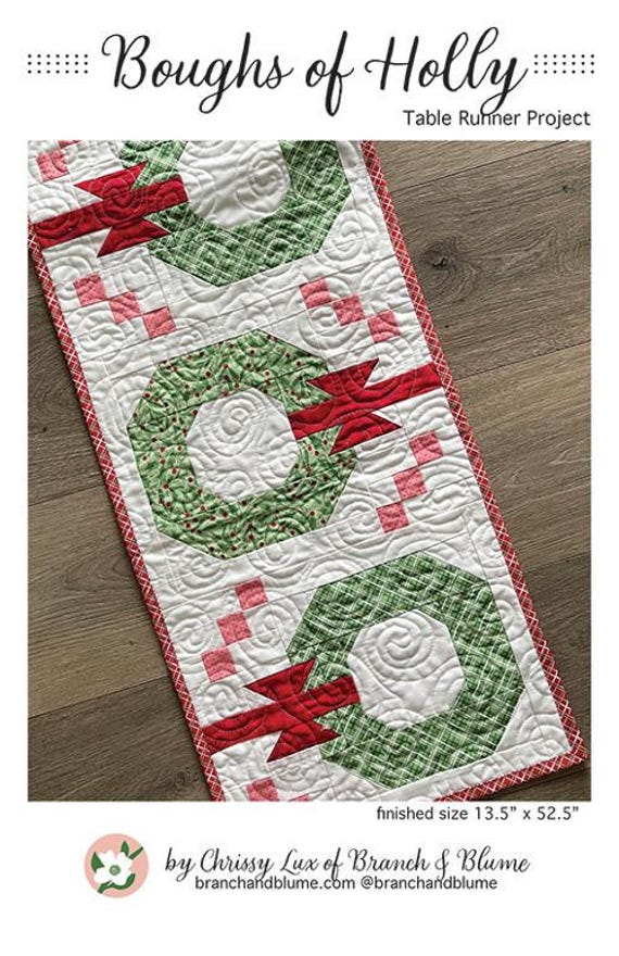 PATTERN Boughs of HOLLY CHRISTMAS Table Runner