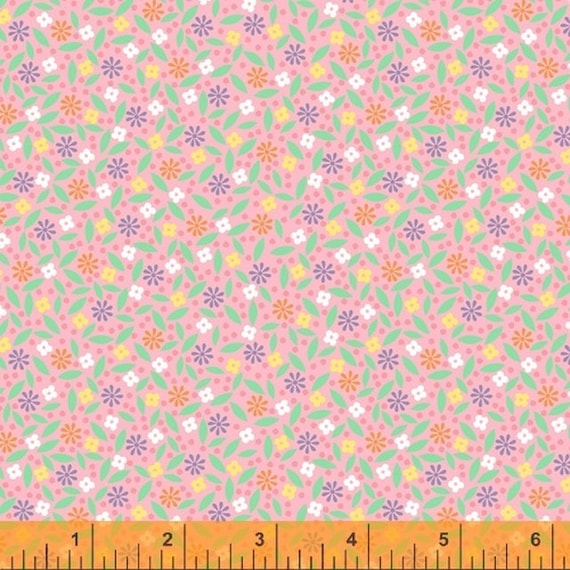 Clearance FABRIC PINK Enjoy the Ride Spring Feedsack Style Windham Fabrics     We combine shipping