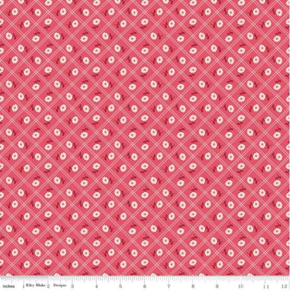 FABRIC BERRY & SAGE Calico Tea Rose by Lori Holt