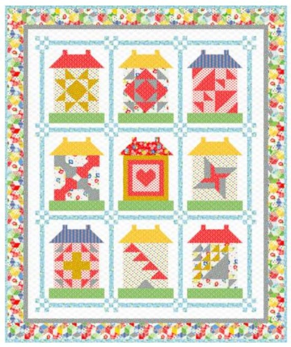FABRIC CHEATER Sugar Cube Welcome Home Quilt Top