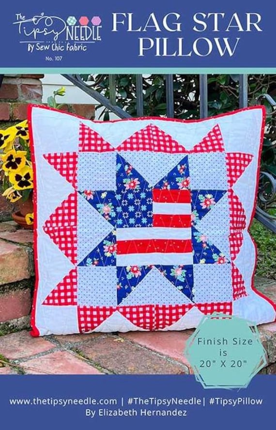 PATTERN FLAG Star Quilted Pillow