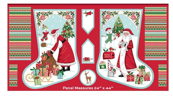 Clearance FABRIC Large CHRISTMAS WISHES Stockings Imported from the U K