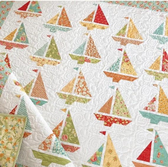 PATTERN BOAT DAY Quilt for Summer Days        We combine shipping