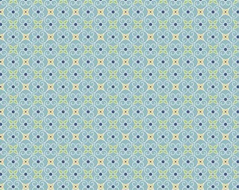 Clearance FABRIC Old Fashioned Geometrics in Blue from the Cozy Christmas line by Riley Blake