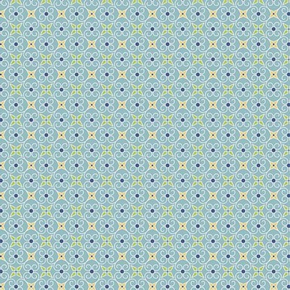 Clearance FABRIC Old Fashioned Geometrics in Blue from the Cozy Christmas line by Riley Blake