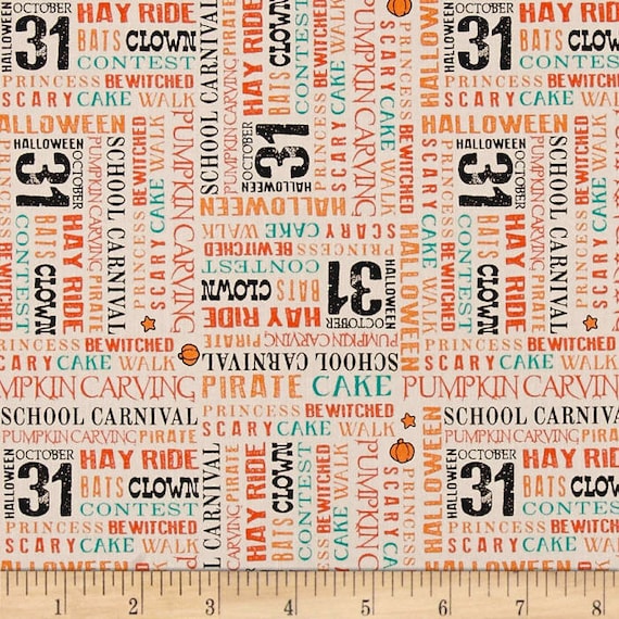 Clearance FABRIC TRICK or Treat WORDS Halloween Carnival by Riley Blake    We combine shipping