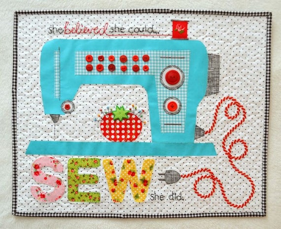 PATTERN Retro SEWING ROOM Sew She Did Applique pattern to frame