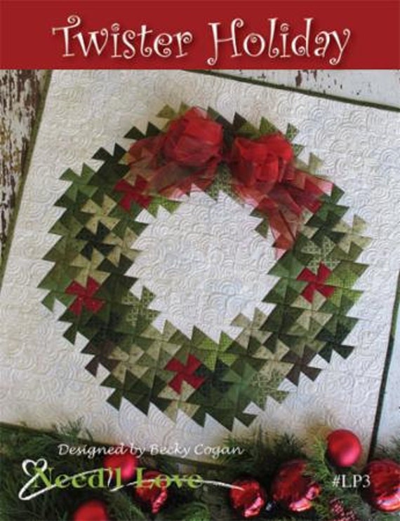 PATTERN TWISTER CHRISTMAS Holiday Wreath Pinwheel Wreath Quilt Wall Hanging   We combine shipping