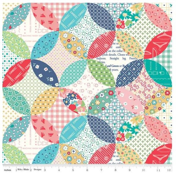 FABRIC VINTAGE HAPPY 2 Cheater Quilt Feedsack Style