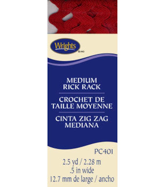 RICK RACK Medium RED for Christmas and Valentines trim 2.5 yards Colorfast package     We combine shipping