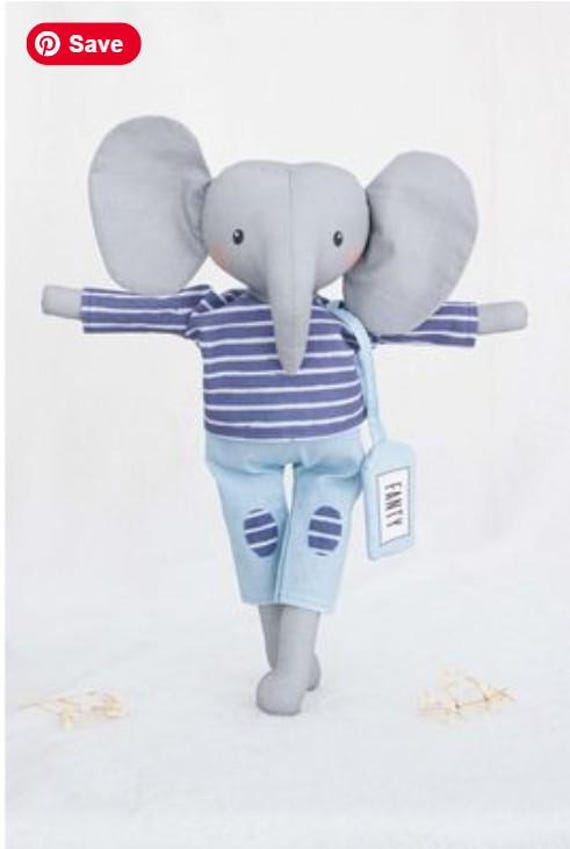 From ITALY Fabric Panel to make FANTY the Elephant Stuffed Animal