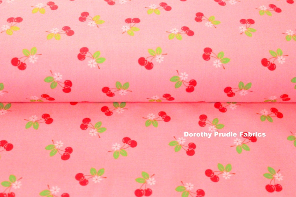 FABRIC SEW CHERRY 2 Retro Cherries on Pink We combine Etsy