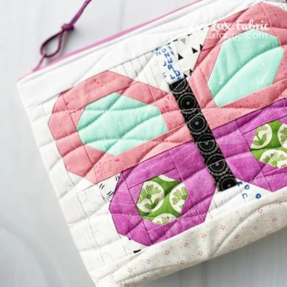 PATTERN BUTTERFLY Zippered POUCH Scrap friendly