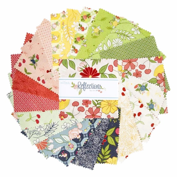 CHARM PACK  5"  REFLECTIONS Florals Cherries Garden  by Riley Blake