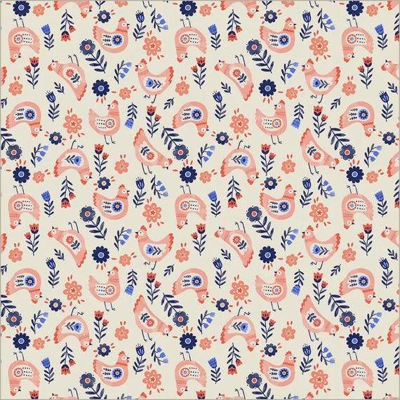 FABRIC FOLKY CHICKEN Cluck Cluck Cluck Windham Fabrics
