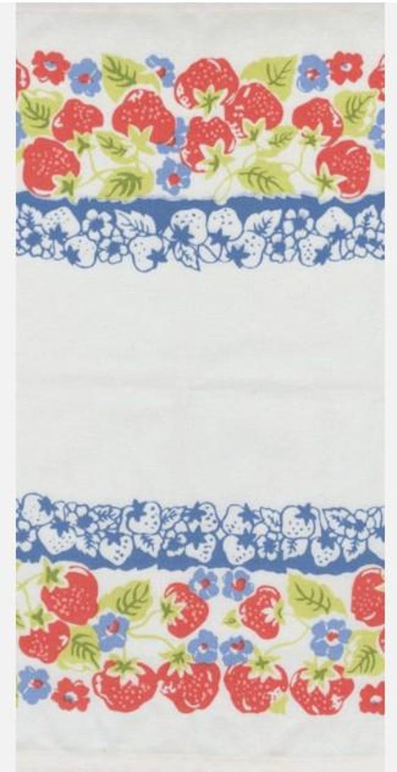 FABRIC KITCHEN Toweling STRAWBERRIES Red White and Blue