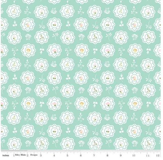 FABRIC SUMMER SKIES Doiles on Aqua Riley Blake