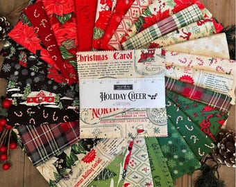 FABRIC CHARM PACK Christmas Holiday Cheer 5" Squares by Moda