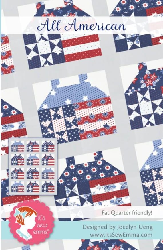 PATTERN ALL AMERICAN House Block Patriotic Quilt House Block