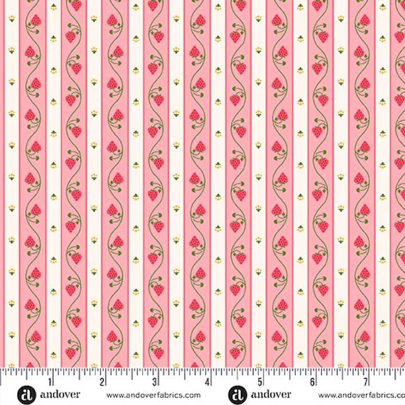 FABRIC Valentine's Day Stripe Strawberry Honey