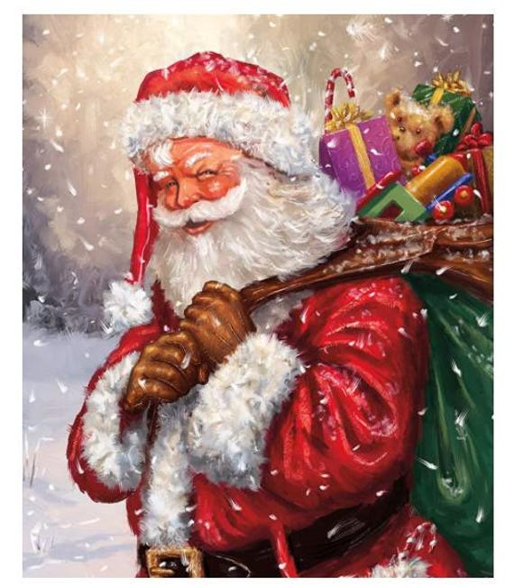 Clearance FABRIC SANTA CLAUS is ready for Christmas Quilt Panel
