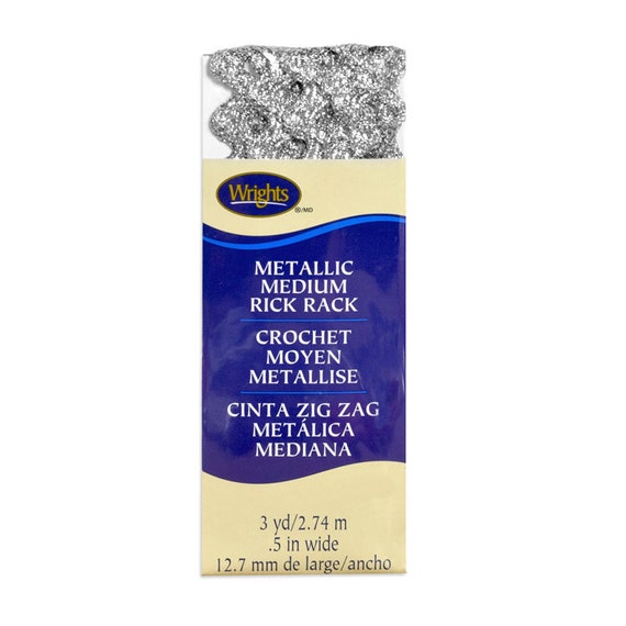 RICK RACK Medium SILVER Metallic package of 3 yards