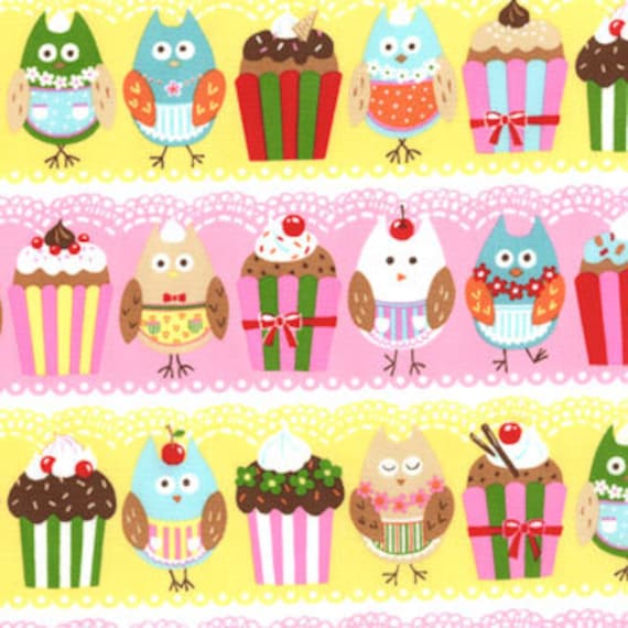 Clearance FABRIC Owls and Treats Cherry on Top by MODA