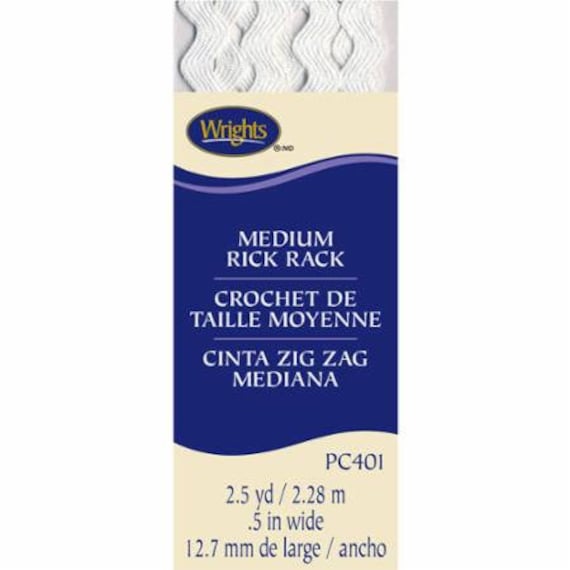 RICK RACK Medium WHITE trim 2.5 yards Colorfast package