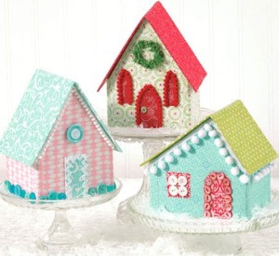 PATTERN Vintage Style Glitter Village PUTZ House Church Fabric Village  We combine shipping