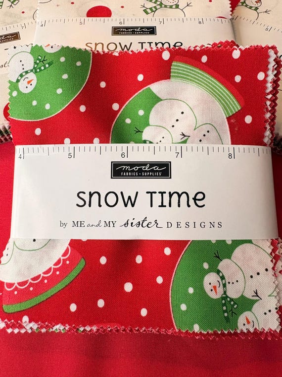 FABRIC CHARM PACK Christmas Snow Time 5" Squares by Moda