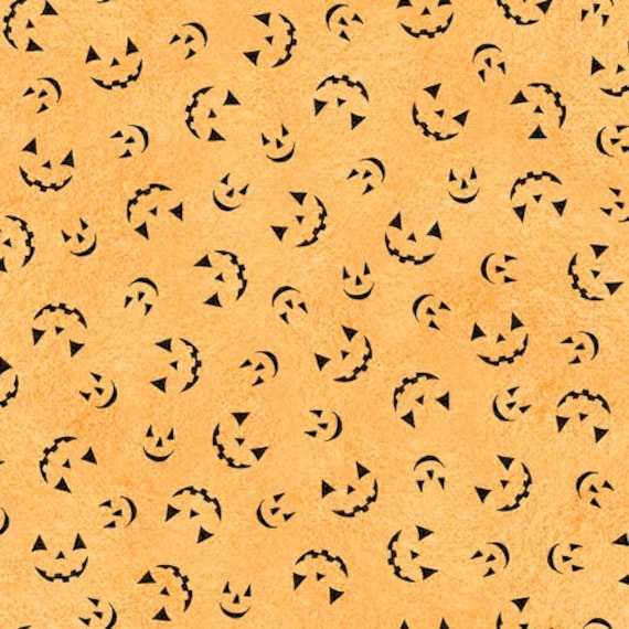 Clearance FABRIC HALLOWEEN Pumpkin Jack O' Lantern FACES 1/2 Yard