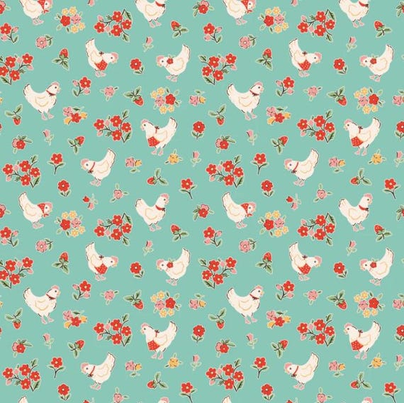 FABRIC FARMHOUSE FANCY Spring Chickens in Teal