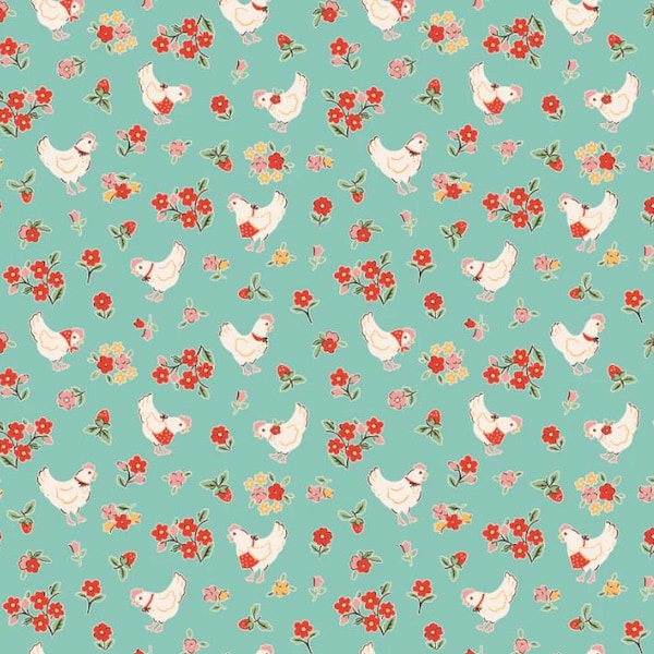 FABRIC FARMHOUSE FANCY Spring Chickens in Aqua