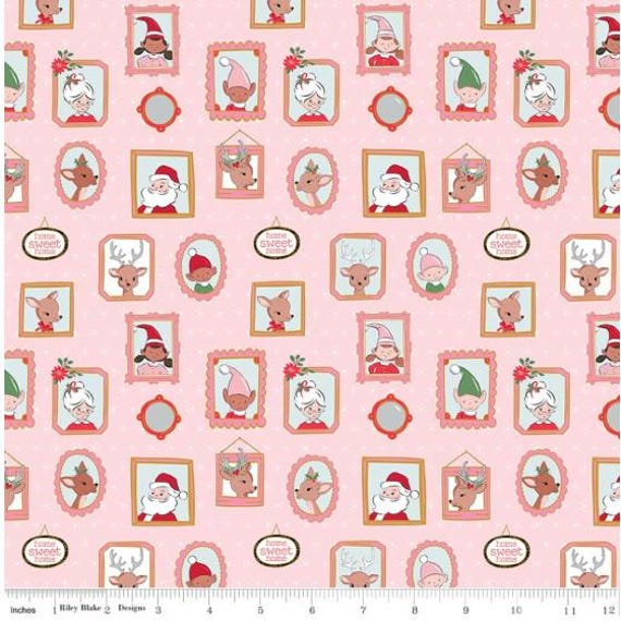 FABRIC CHRISTMAS Claus & Co. Santa and Reindeer Pictures on White