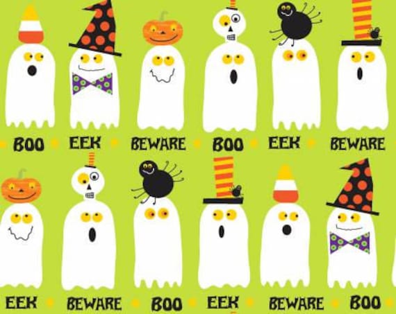 Clearance FABRIC HALLOWEEN GHOSTS Bonehead fabric line   We combine shipping