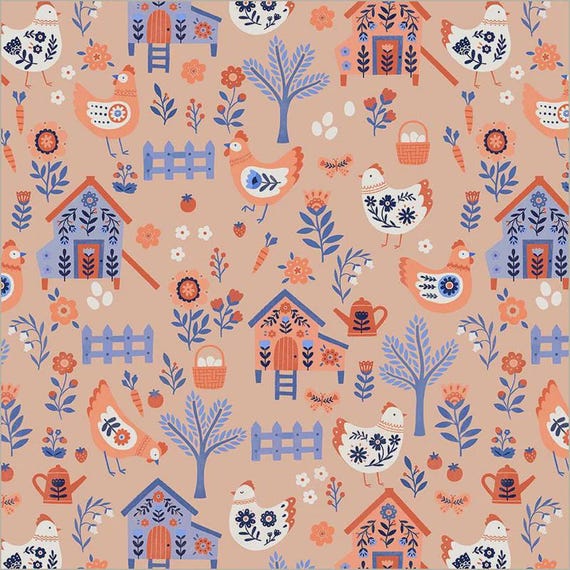 FABRIC FOLKY CHICKEN Co-op Windham Fabrics