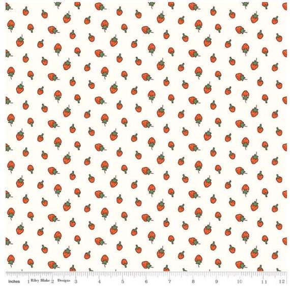 FABRIC STRAWBERRIES on White Toss Serendipity 2 for Easter